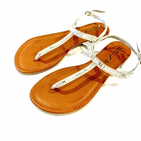 Unisa Shoes - Unisa T-Strap Sandal with Crystals
